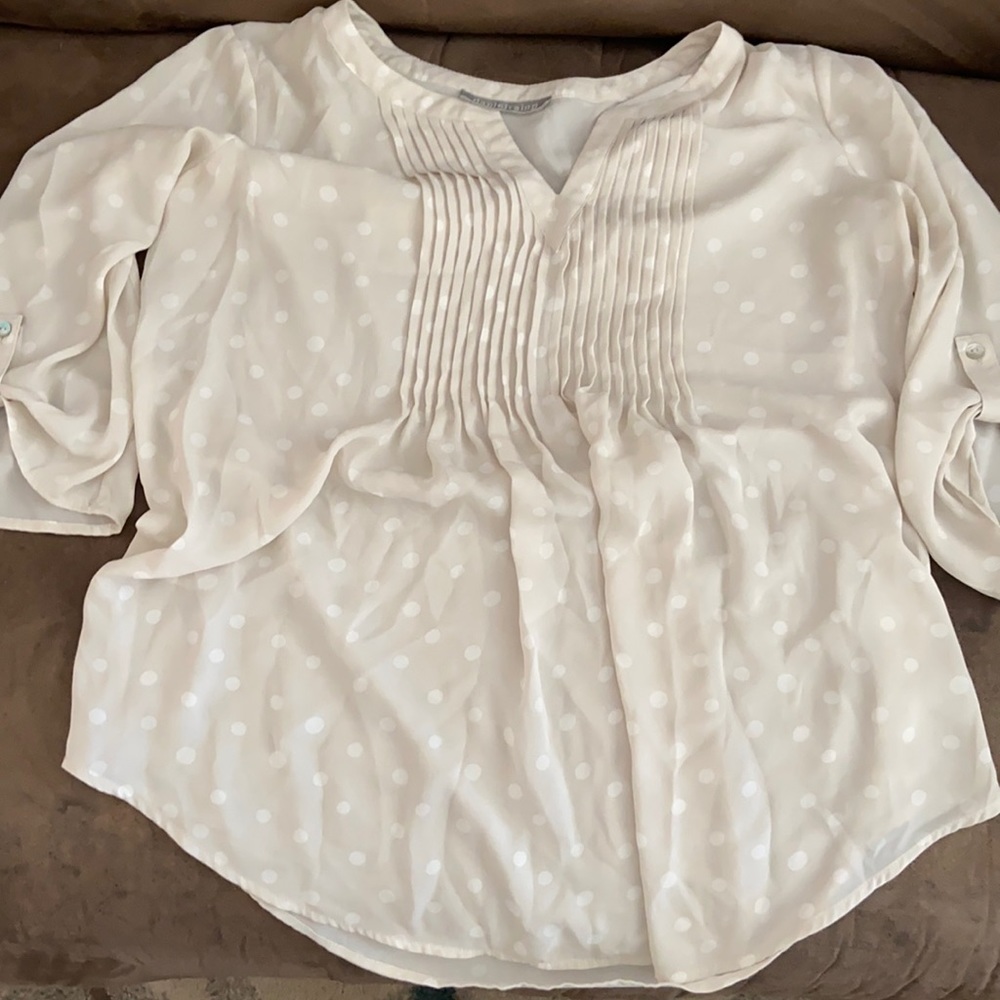EUC polka dot Maternity blouse. Tag is cut out but fits like a medium/large